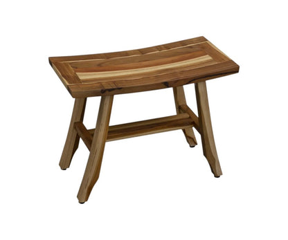 24" Brown Teak Rectangular Shower Bench HomeRoots