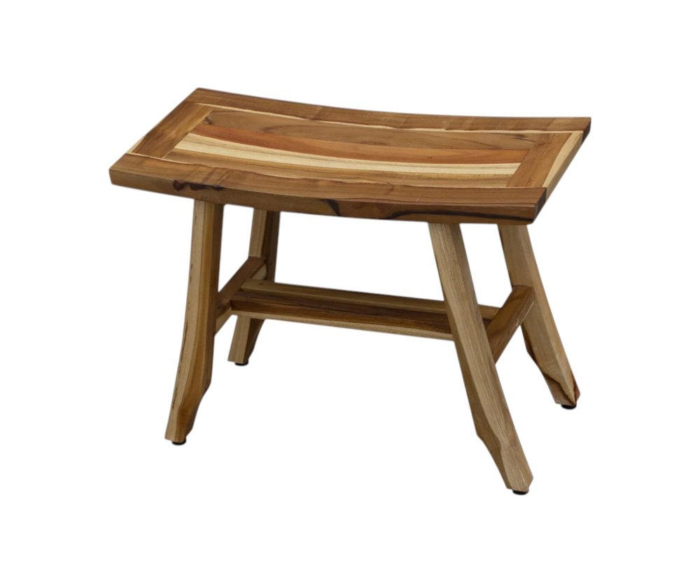24" Brown Teak Rectangular Shower Bench HomeRoots