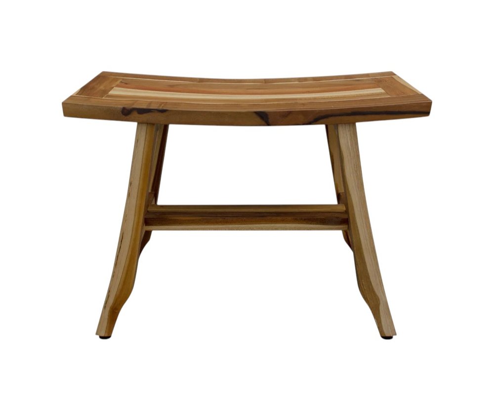 24" Brown Teak Rectangular Shower Bench HomeRoots