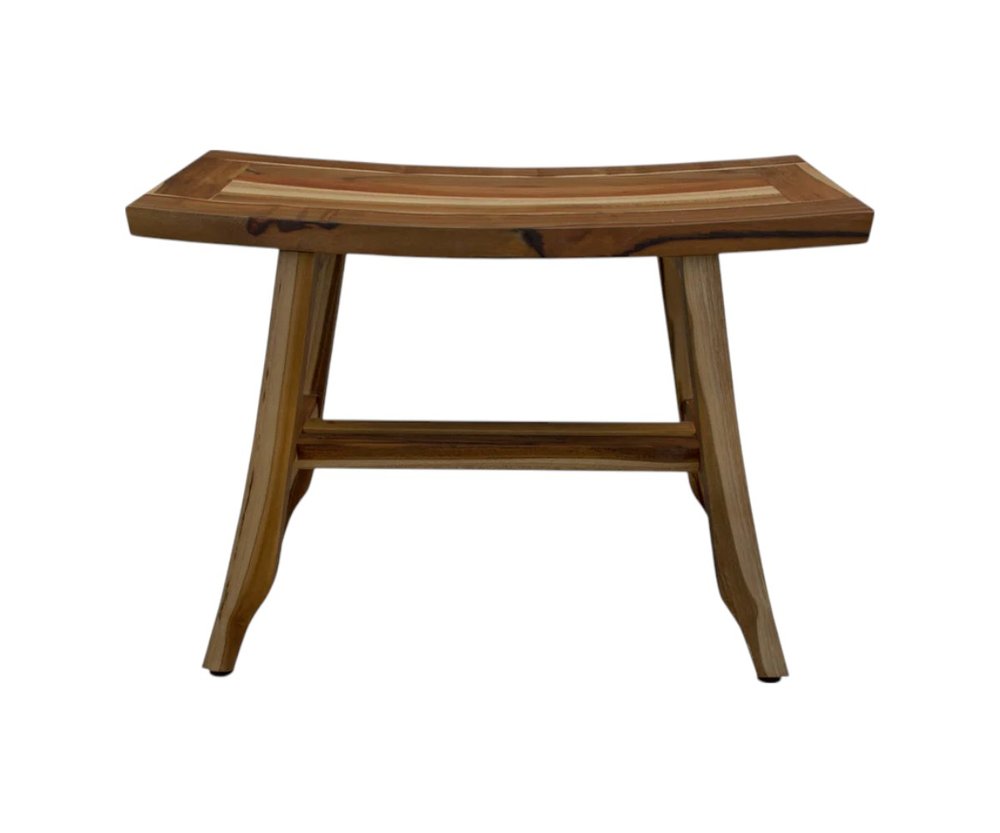 24" Brown Teak Rectangular Shower Bench HomeRoots