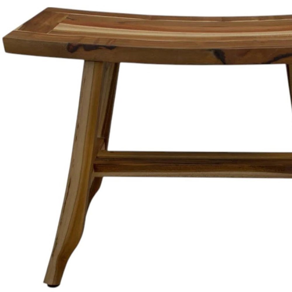 24" Brown Teak Rectangular Shower Bench HomeRoots