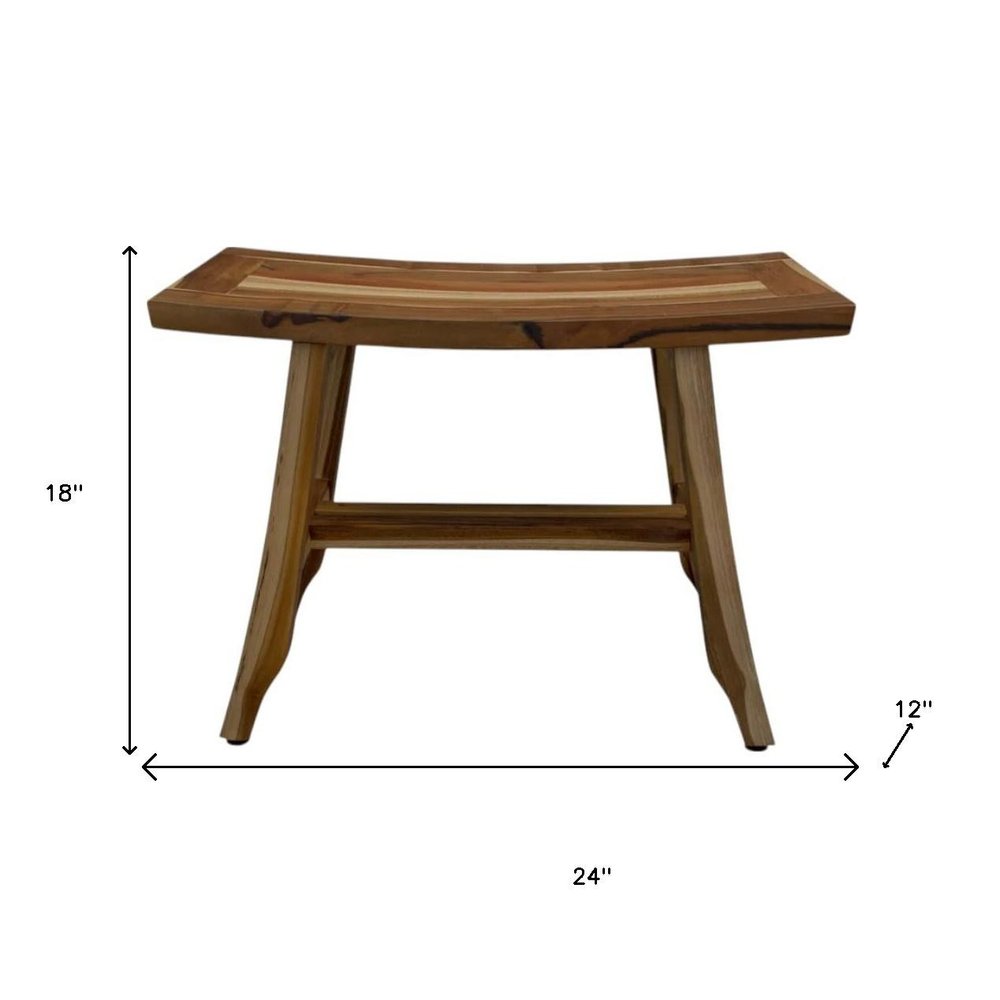 24" Brown Teak Rectangular Shower Bench HomeRoots