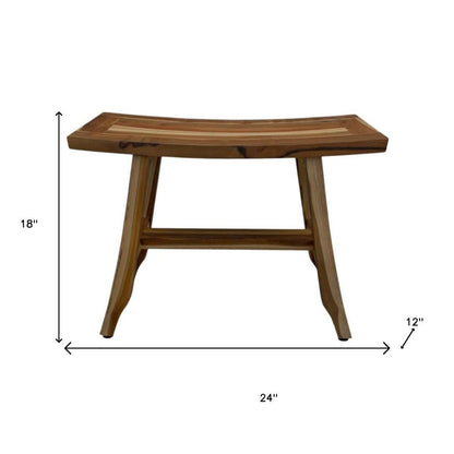 24" Brown Teak Rectangular Shower Bench HomeRoots