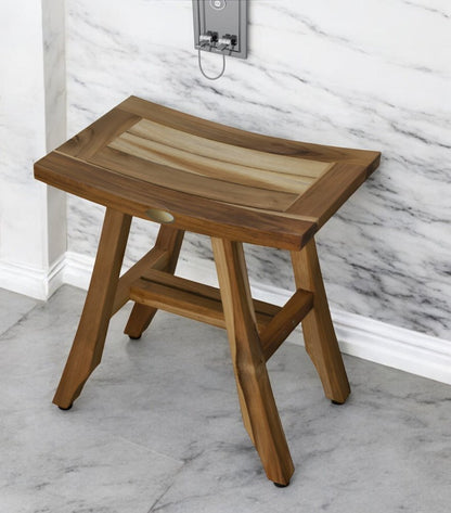 18" Natural Teak Rectangular Shower Bench HomeRoots