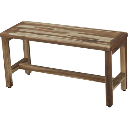 34" Natural Teak Rectangular Shower Bench With Shelf HomeRoots