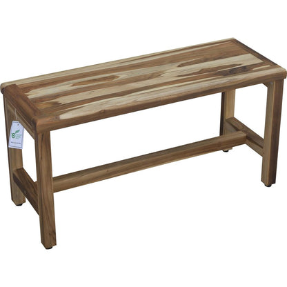 34" Natural Teak Rectangular Shower Bench With Shelf HomeRoots