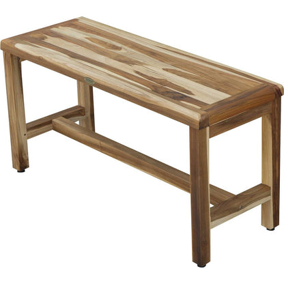34" Natural Teak Rectangular Shower Bench With Shelf HomeRoots