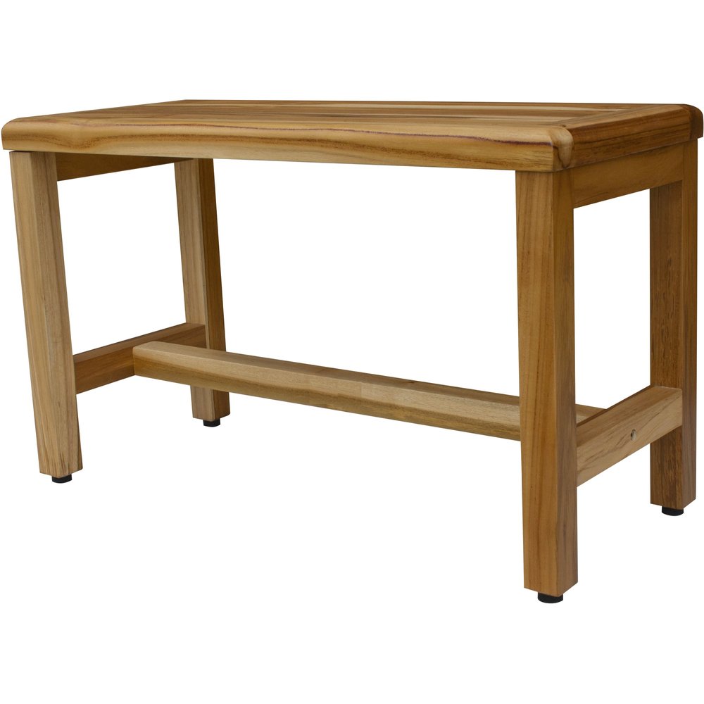 Compact Rectangular Teak Shower Outdoor Bench In Natural Finish HomeRoots