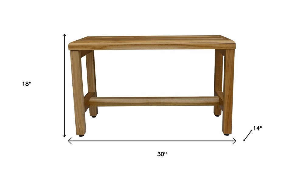 Compact Rectangular Teak Shower Outdoor Bench In Natural Finish HomeRoots