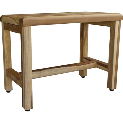 Compact Rectangular Teak Shower  Outdoor Bench With Shelf In Natural Finish HomeRoots