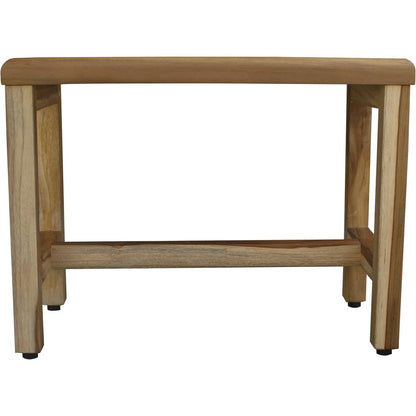 Compact Rectangular Teak Shower  Outdoor Bench With Shelf In Natural Finish HomeRoots