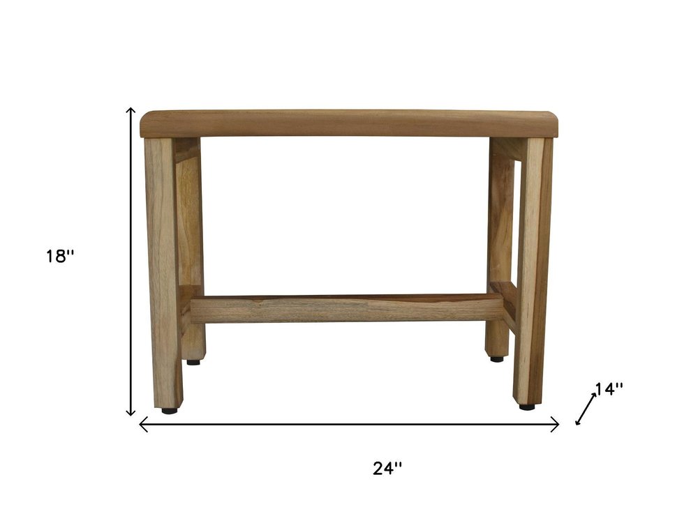 Compact Rectangular Teak Shower  Outdoor Bench With Shelf In Natural Finish HomeRoots