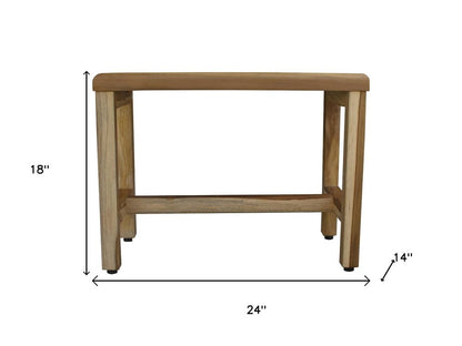 Compact Rectangular Teak Shower  Outdoor Bench With Shelf In Natural Finish HomeRoots