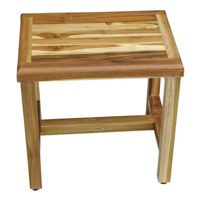 Compact Rectangular Teak Shower Or Outdoor Bench In Natural Finish HomeRoots