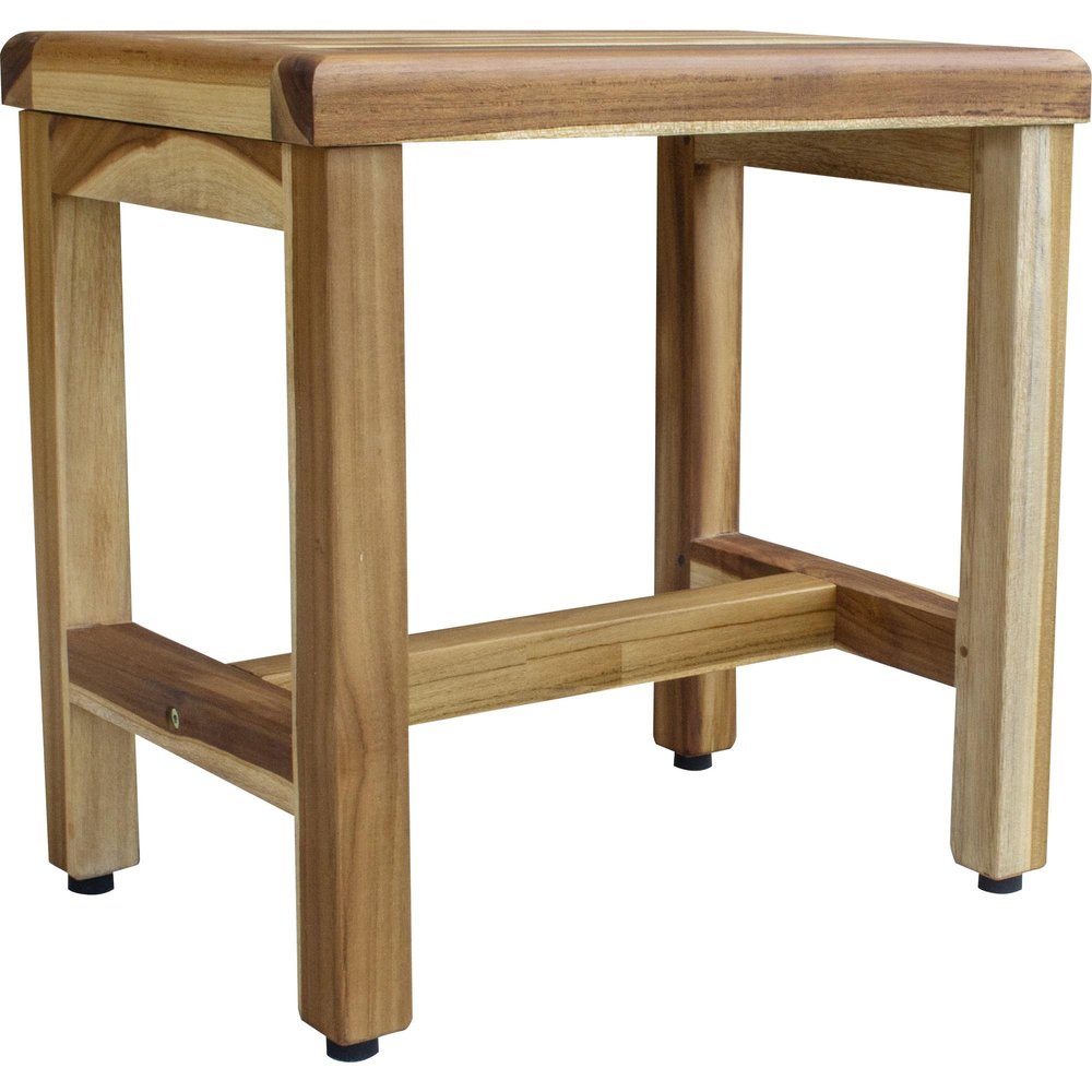 Compact Rectangular Teak Shower Or Outdoor Bench In Natural Finish HomeRoots