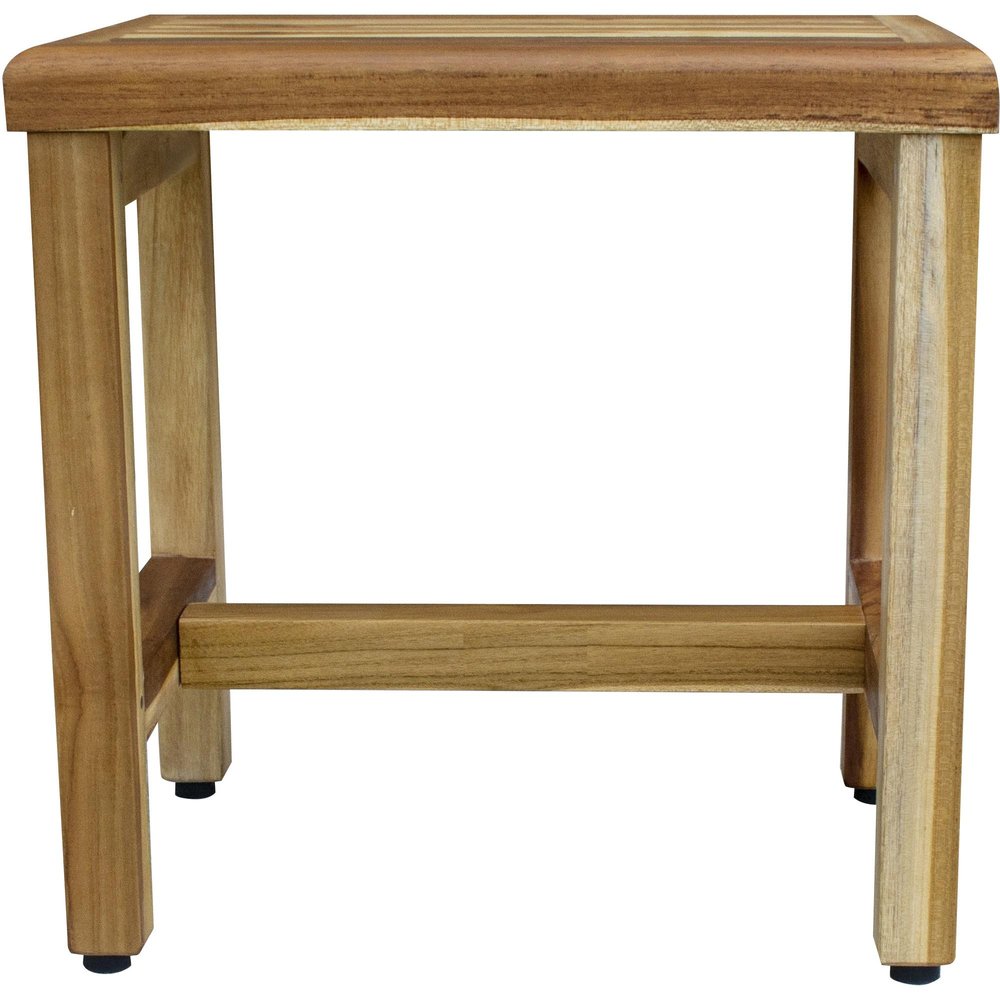 Compact Rectangular Teak Shower Or Outdoor Bench In Natural Finish HomeRoots