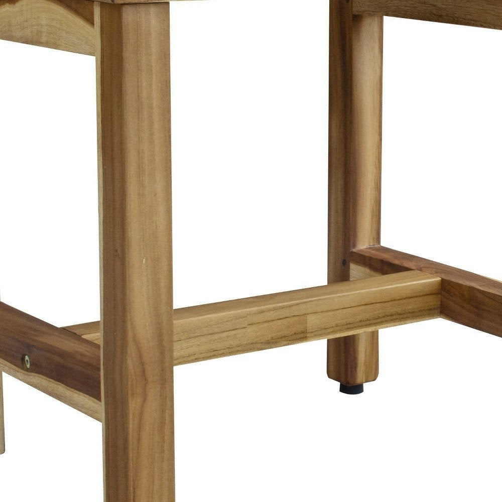 Compact Rectangular Teak Shower Or Outdoor Bench In Natural Finish HomeRoots