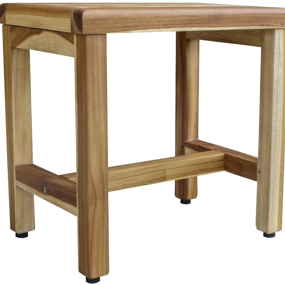 Compact Rectangular Teak Shower Or Outdoor Bench In Natural Finish HomeRoots