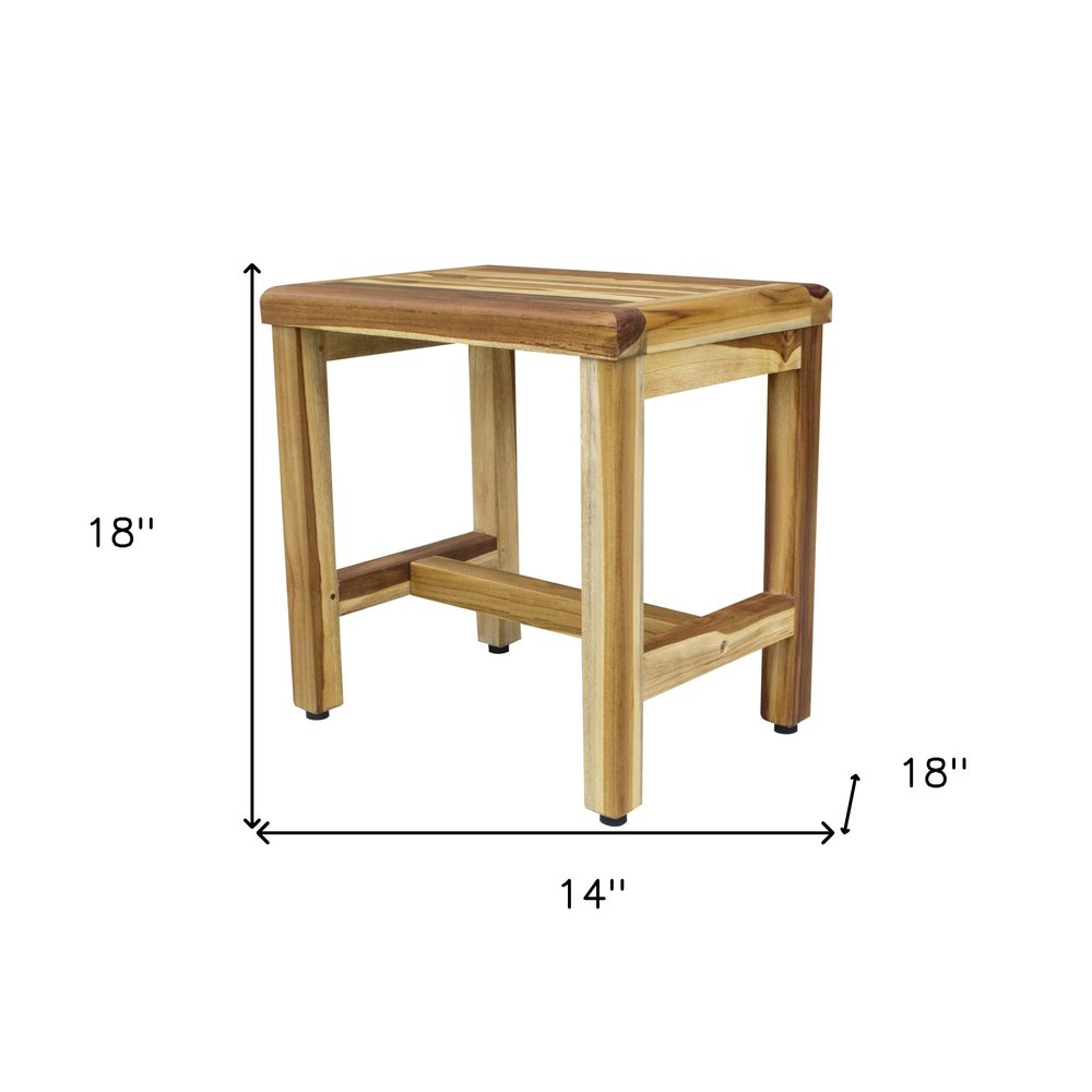 Compact Rectangular Teak Shower Or Outdoor Bench In Natural Finish HomeRoots