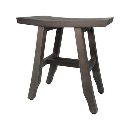 18" Antiqued Gray Teak Rectangular Shower Bench HomeRoots