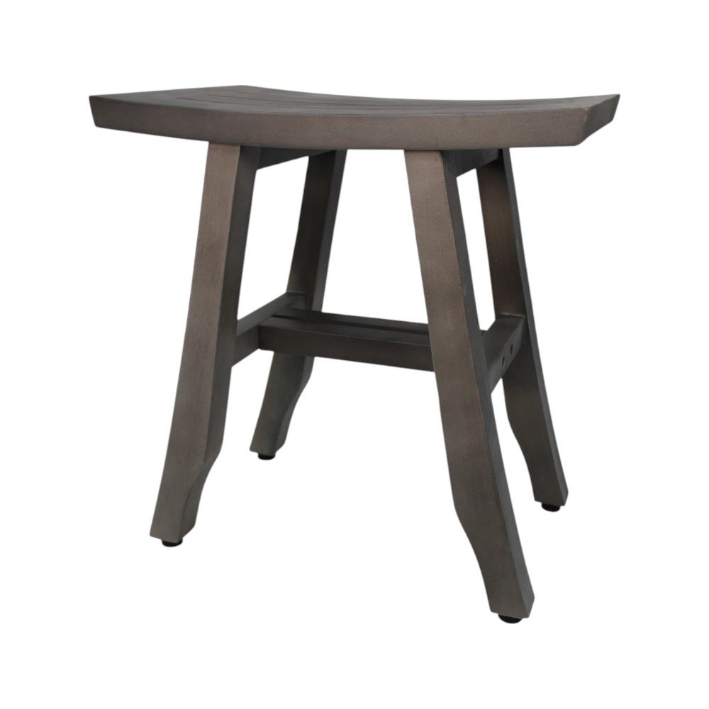 18" Antiqued Gray Teak Rectangular Shower Bench HomeRoots