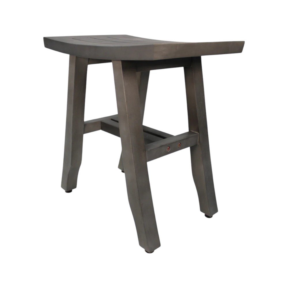 18" Antiqued Gray Teak Rectangular Shower Bench HomeRoots