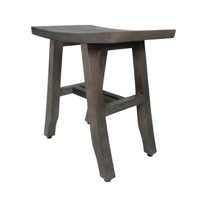 18" Antiqued Gray Teak Rectangular Shower Bench HomeRoots