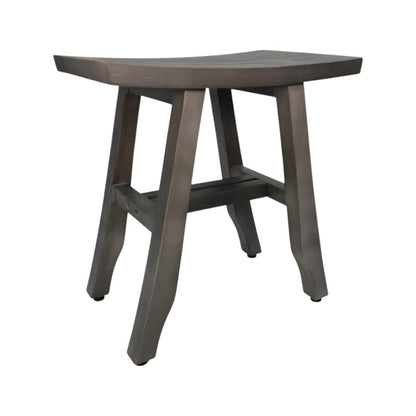 18" Antiqued Gray Teak Rectangular Shower Bench HomeRoots