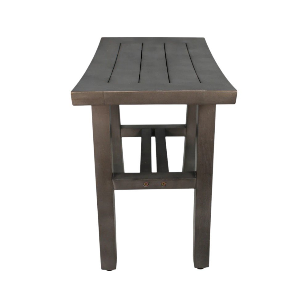 18" Antiqued Gray Teak Rectangular Shower Bench HomeRoots