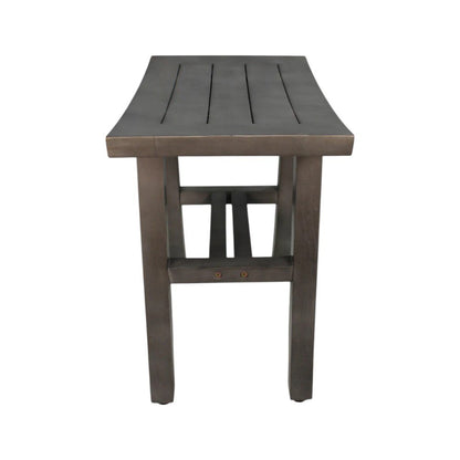 18" Antiqued Gray Teak Rectangular Shower Bench HomeRoots
