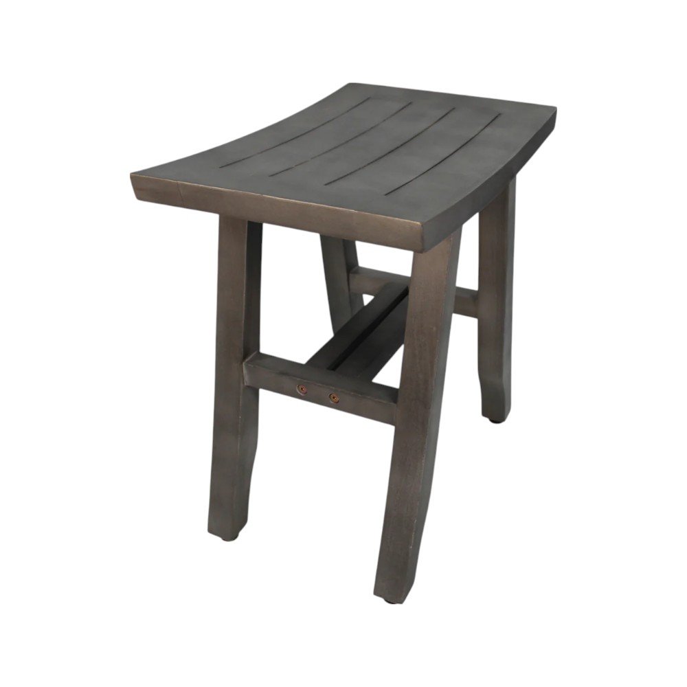 18" Antiqued Gray Teak Rectangular Shower Bench HomeRoots