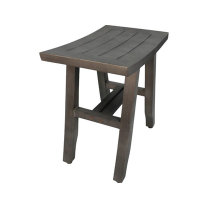 18" Antiqued Gray Teak Rectangular Shower Bench HomeRoots
