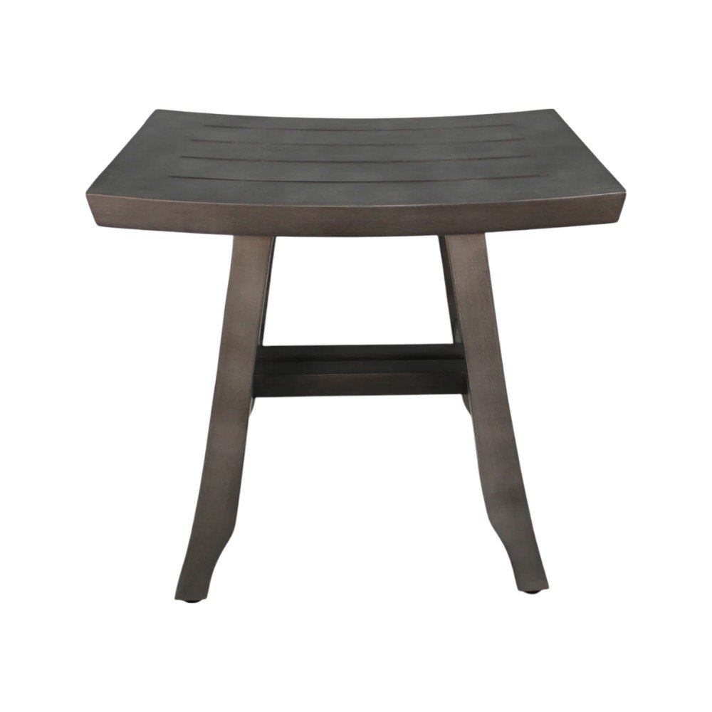 18" Antiqued Gray Teak Rectangular Shower Bench HomeRoots