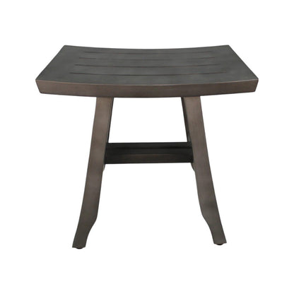 18" Antiqued Gray Teak Rectangular Shower Bench HomeRoots