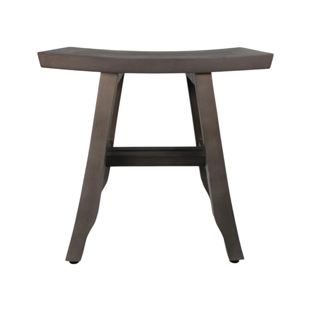 18" Antiqued Gray Teak Rectangular Shower Bench HomeRoots