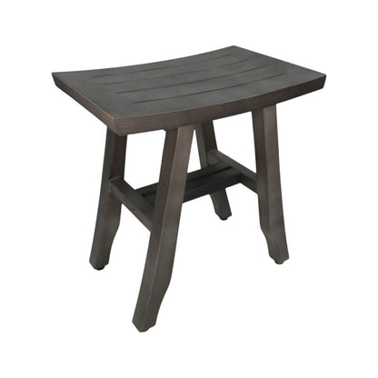 18" Antiqued Gray Teak Rectangular Shower Bench HomeRoots