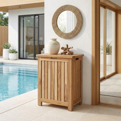 20" Natural Solid Wood Hamper Storage Box HomeRoots