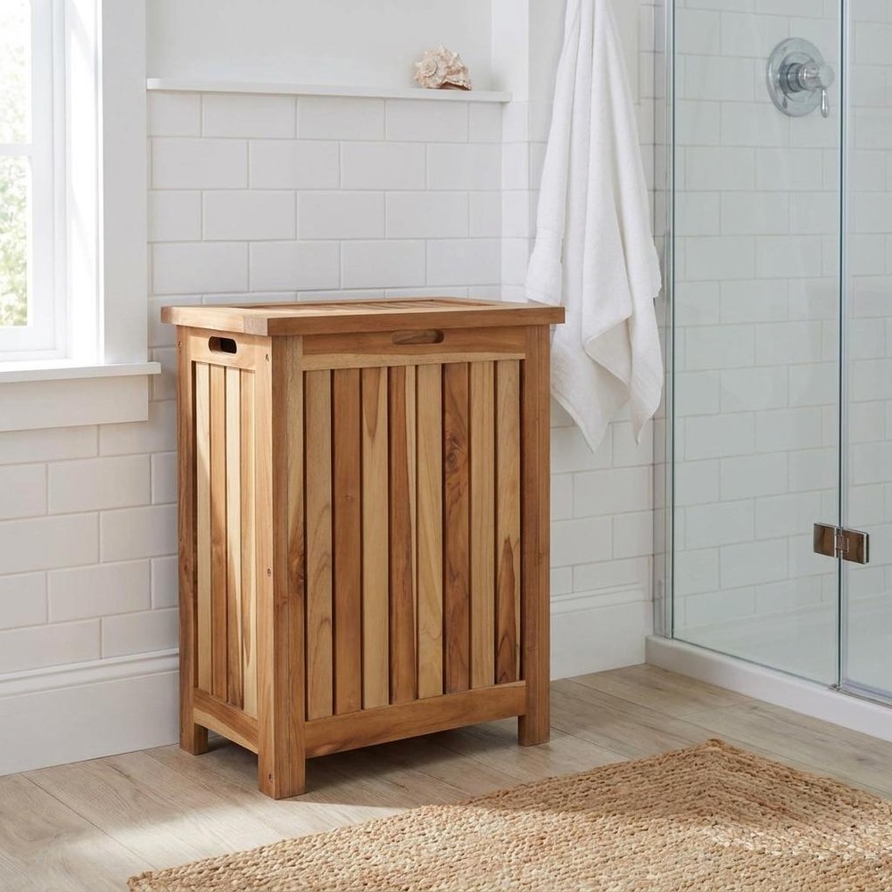 20" Natural Solid Wood Hamper Storage Box HomeRoots