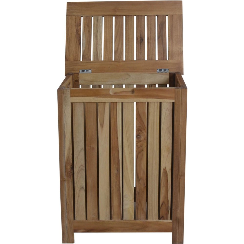 20" Natural Solid Wood Hamper Storage Box HomeRoots
