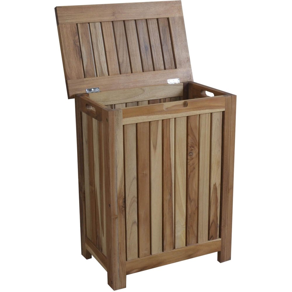20" Natural Solid Wood Hamper Storage Box HomeRoots