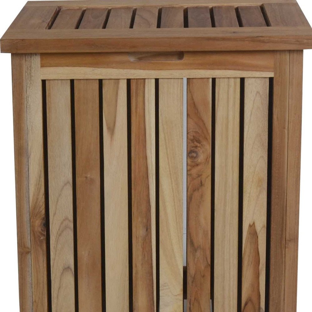 20" Natural Solid Wood Hamper Storage Box HomeRoots