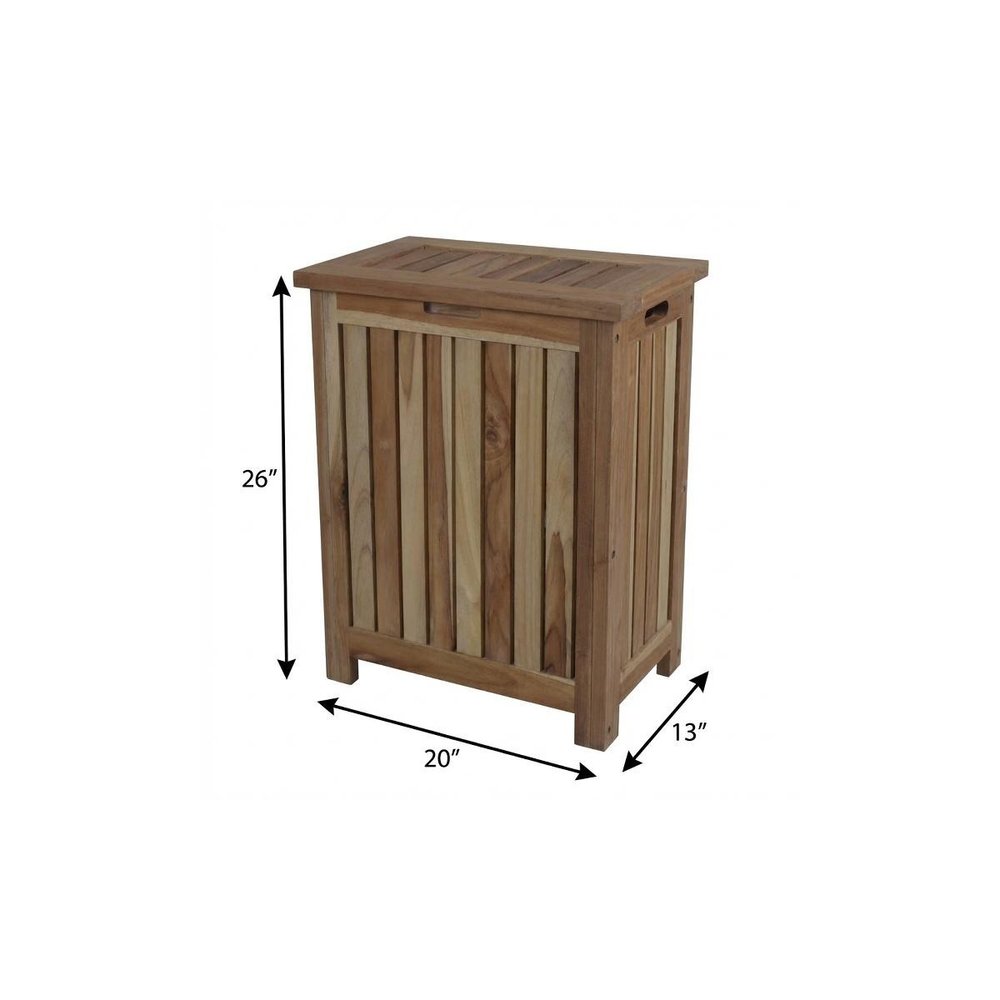 20" Natural Solid Wood Hamper Storage Box HomeRoots