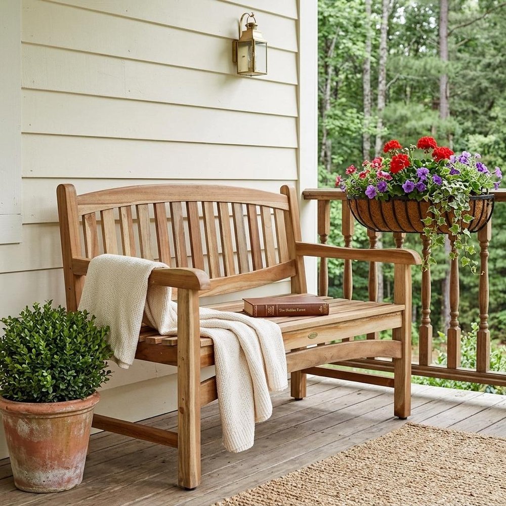 26" Natural Teak Solid Wood Garden Bench HomeRoots