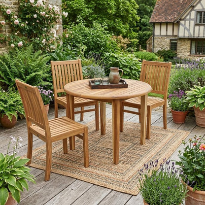 36" Natural Rounded Solid Wood Outdoor Dining Table HomeRoots