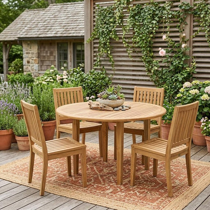 48" Natural Rounded Solid Wood Outdoor Dining Table HomeRoots