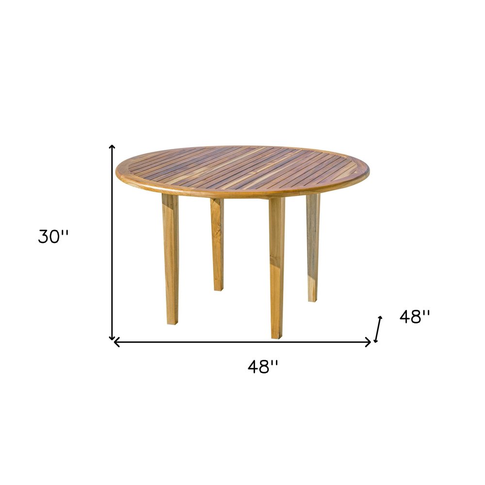 48" Natural Rounded Solid Wood Outdoor Dining Table HomeRoots
