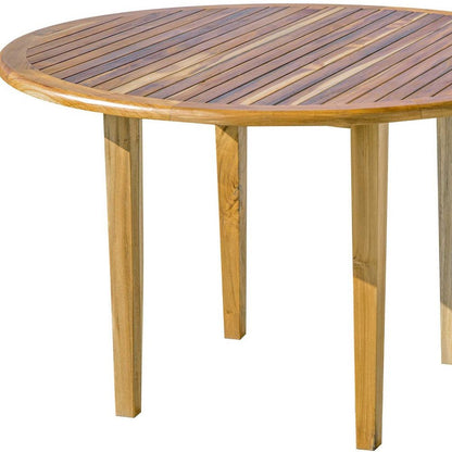 48" Natural Rounded Solid Wood Outdoor Dining Table HomeRoots