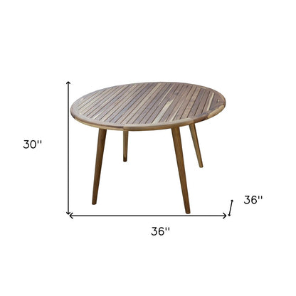 36" Natural Rounded Solid Wood Outdoor Dining Table HomeRoots