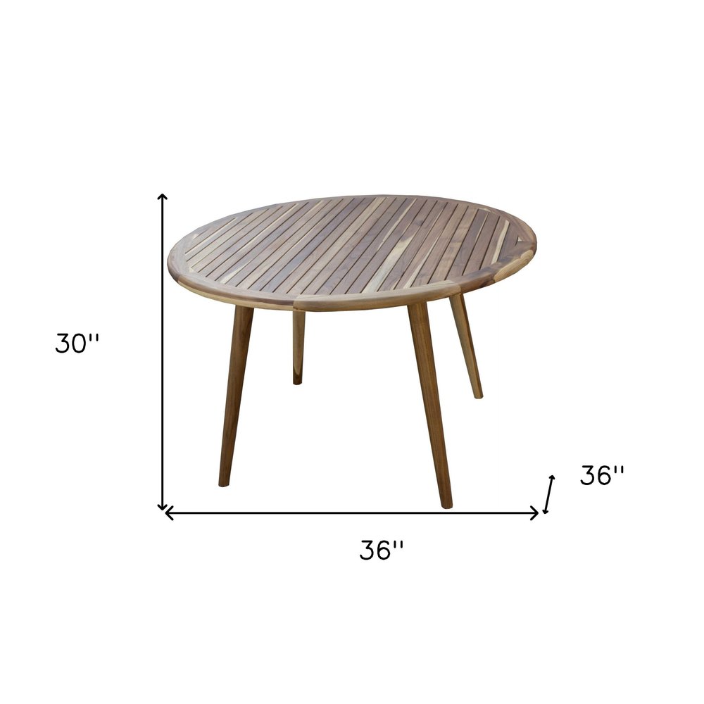 36" Natural Rounded Solid Wood Outdoor Dining Table — view 2
