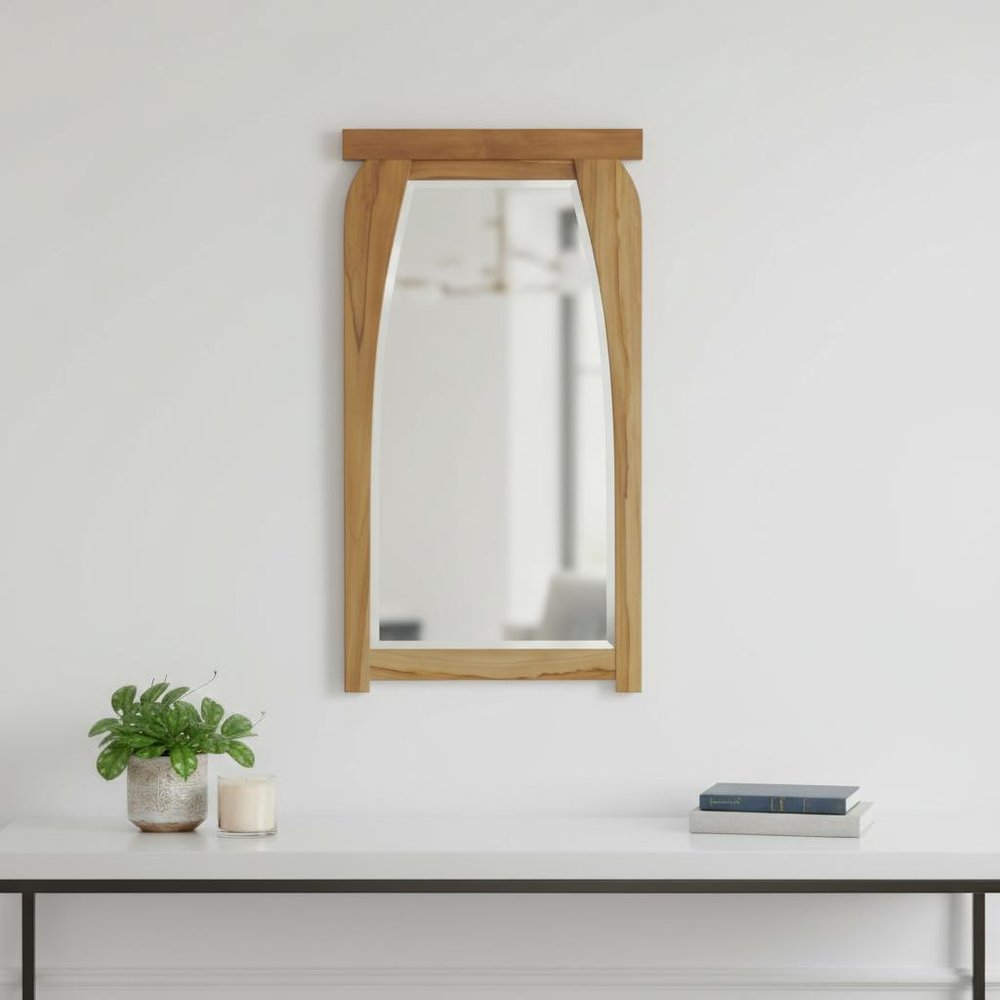 35" Natural Solid Wood Framed Accent Mirror — view 6